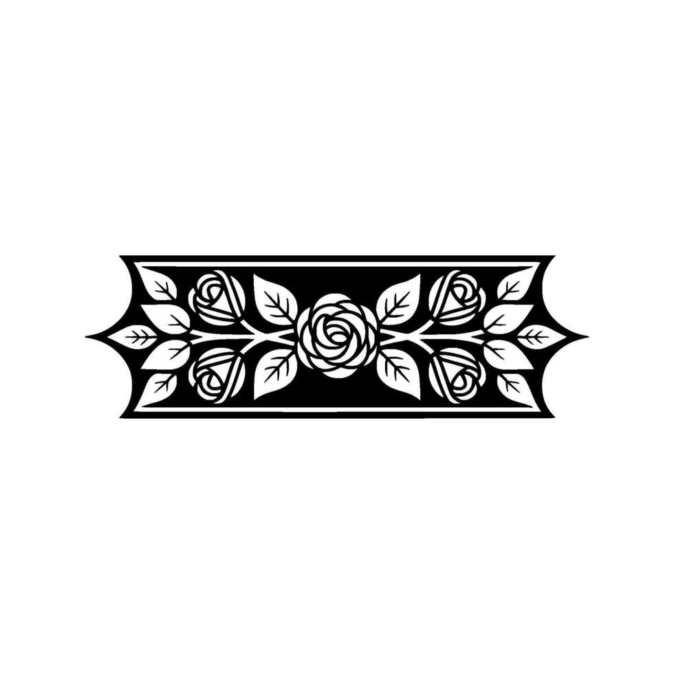 Elegant Black Rose Border on Gradient Background. vector