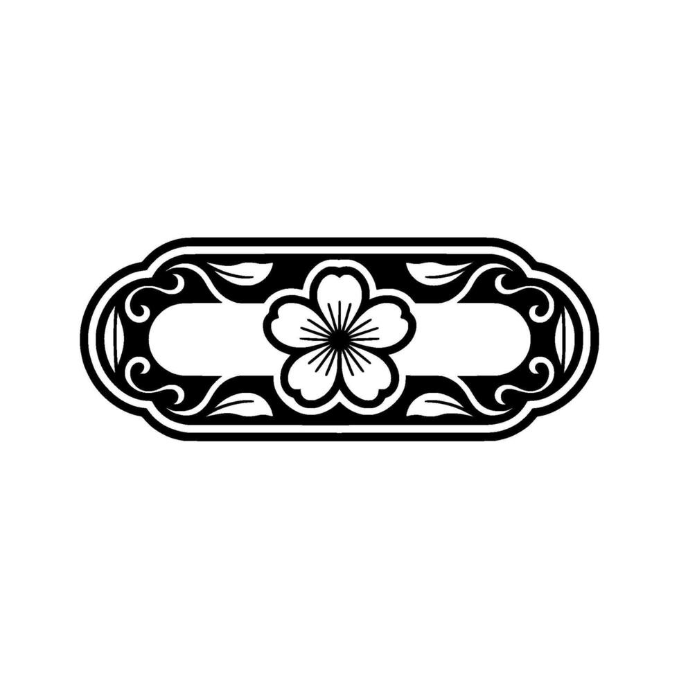 Minimalist Floral Ornament , Black Gold, Flat. vector