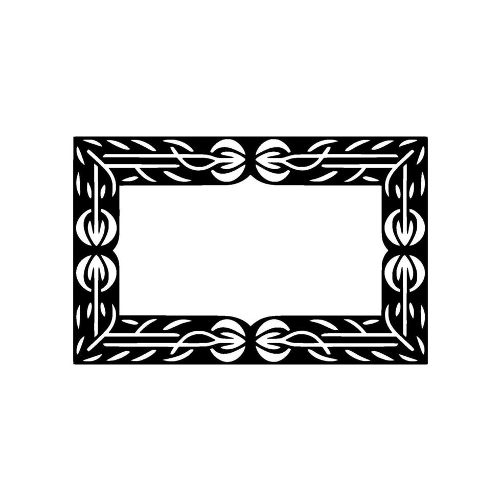 Elegant Black Frame with Intricate Celtic on White Background. vector