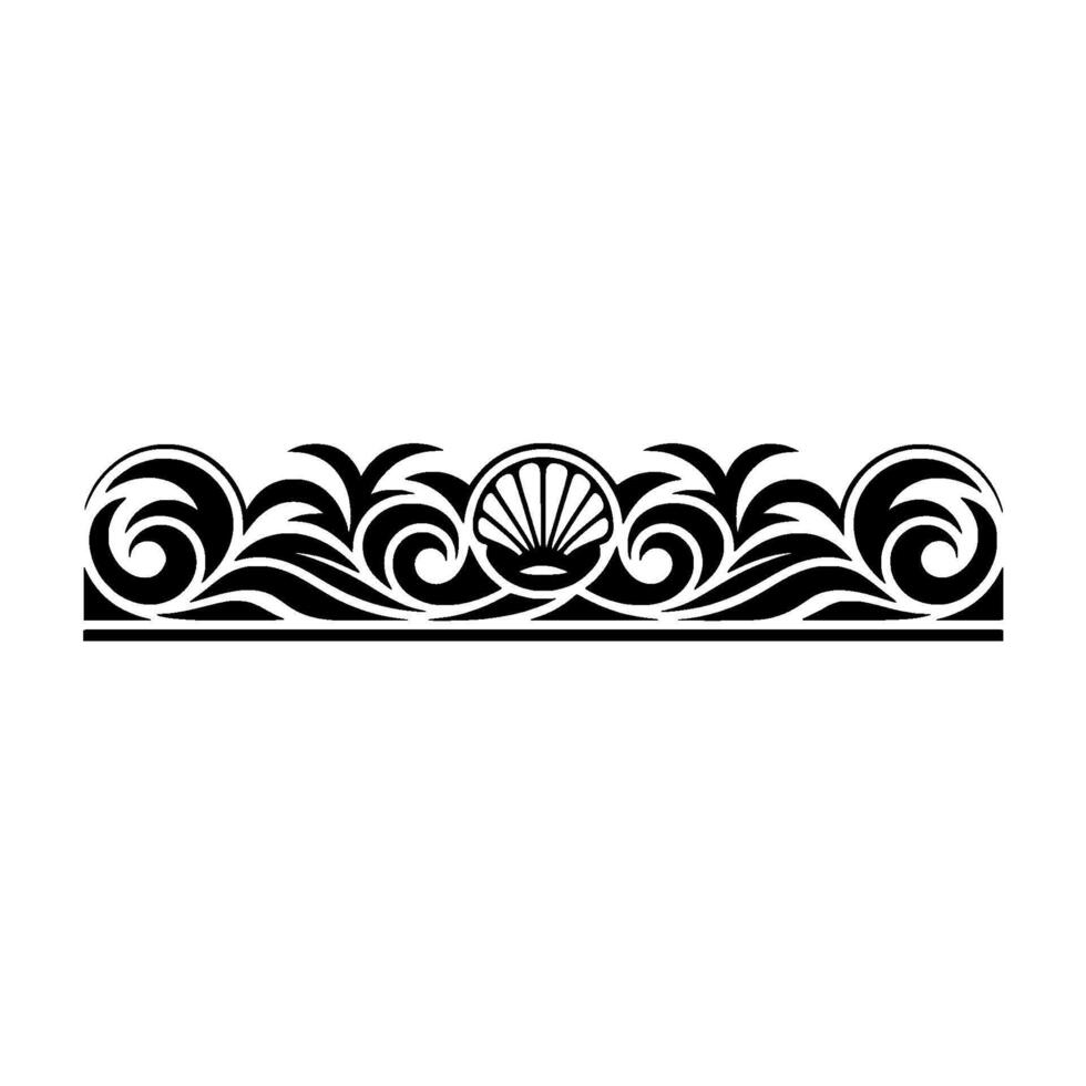 Elegant Sea Shell Border in Black White. vector