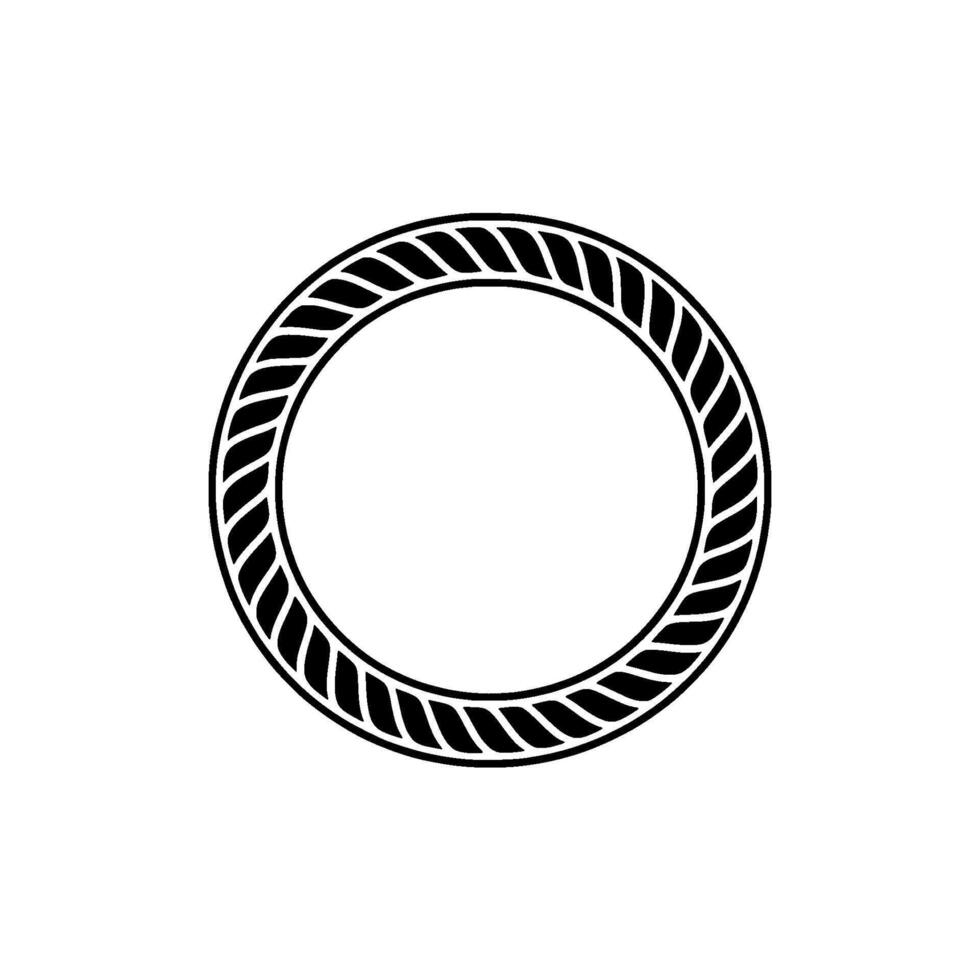 Minimalist Nautical Rope Circle Frame on White Background. vector