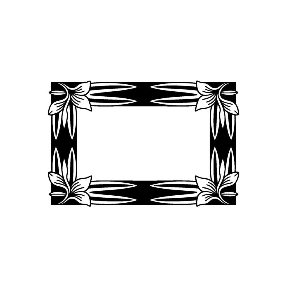 Art Nouveau Frame, Black and White Floral Border, Decorative Element. vector