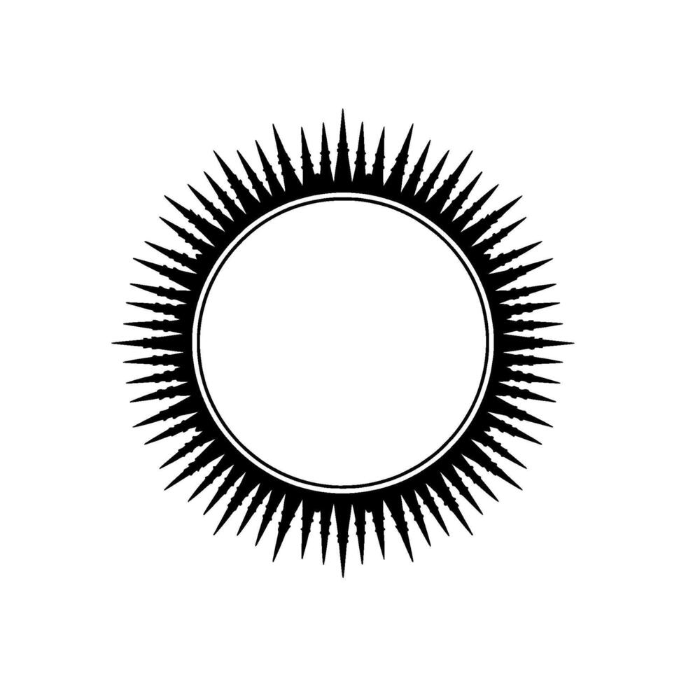 Geometric Sunburst Emblem with Spikes, Minimalist. vector