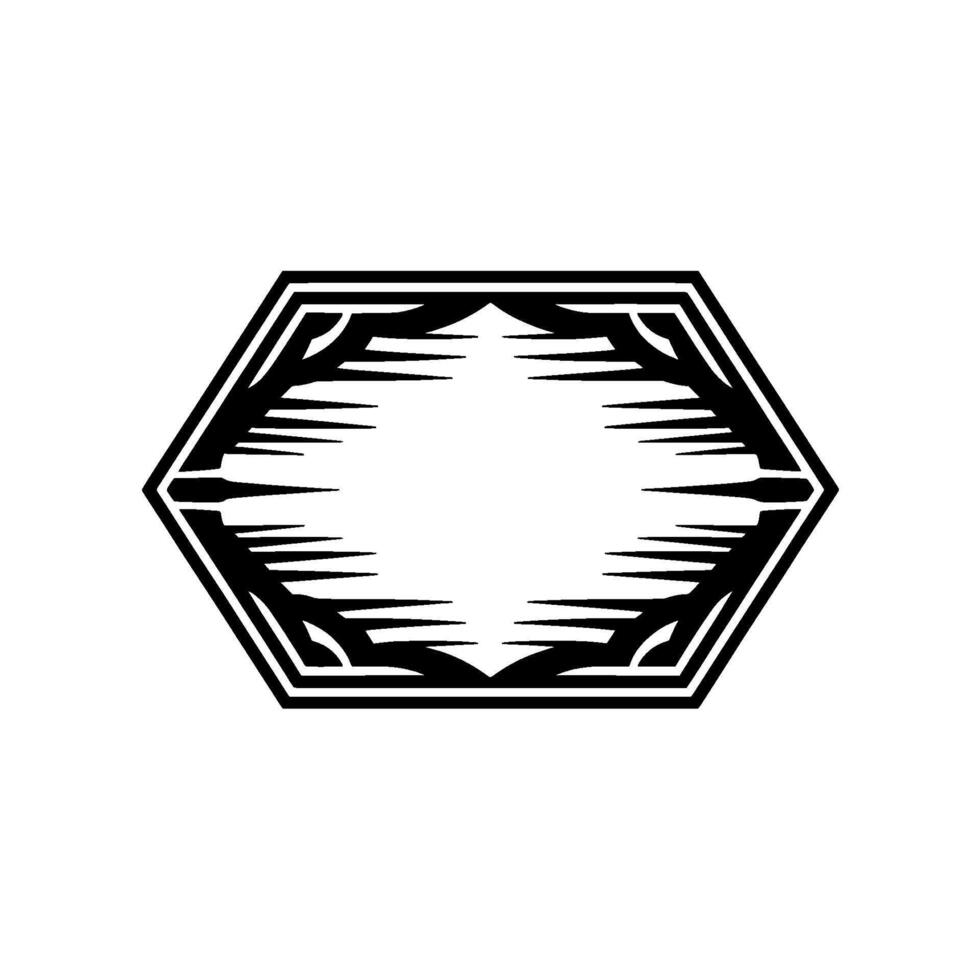Geometric Black and White Hexagon Frame, Minimalist. vector