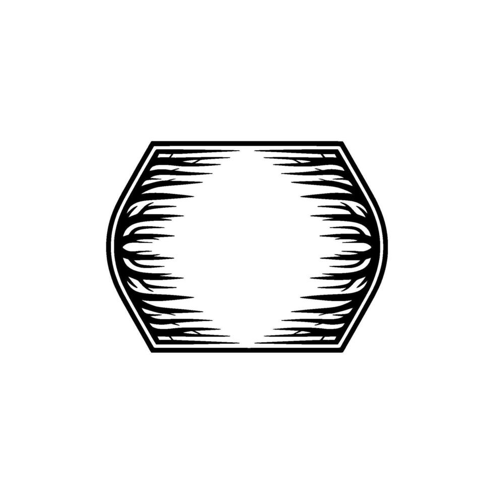 Vintage Engraved Frame Illustration - Hexagonal on White. vector