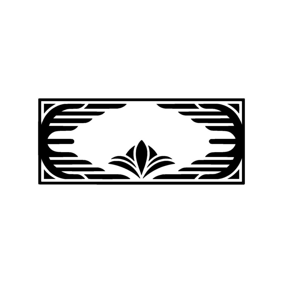 Art Deco Rectangular Frame Element, Black on White, Clean and Elegant. vector