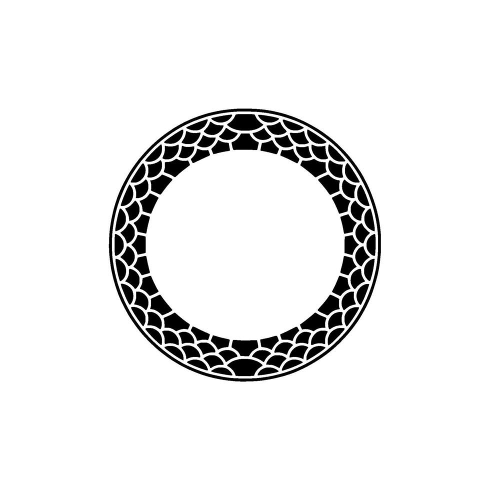 Geometric Circle Ornament in Black and White, Minimalist. vector