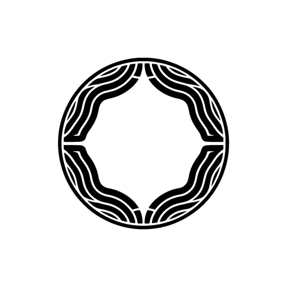 Minimalist Black and White Geometric Element - Circle and Wave. vector