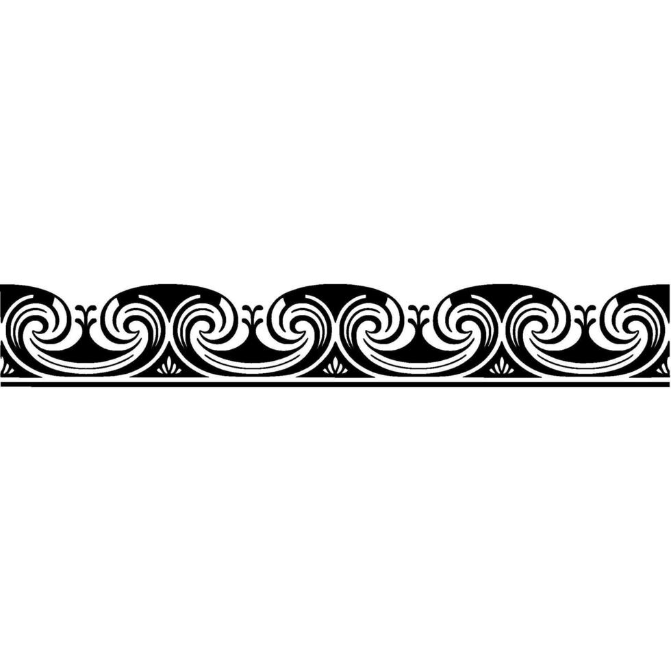 Elegant Swirl Border in Black on White Ornamental. vector
