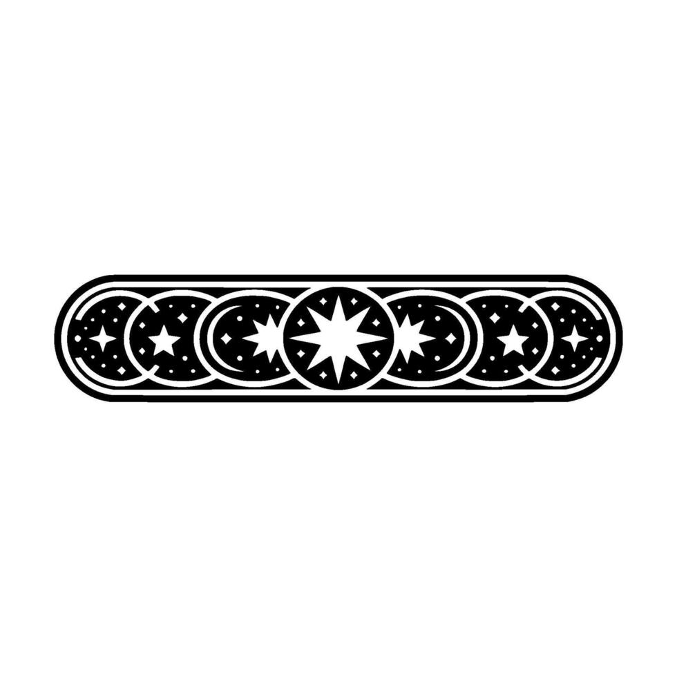 Celestial Ornament, Black White Starburst Pattern on White Background. vector