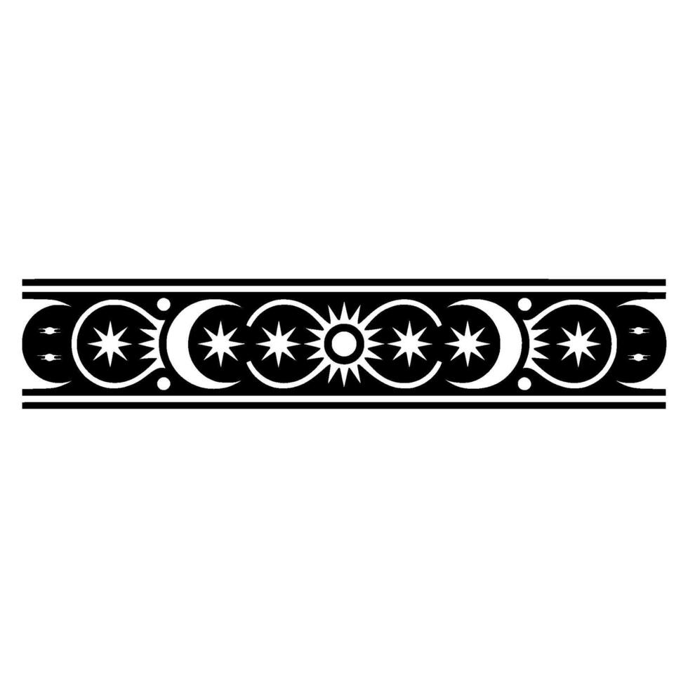 Celestial Border Sun, Moon, Stars Element. vector