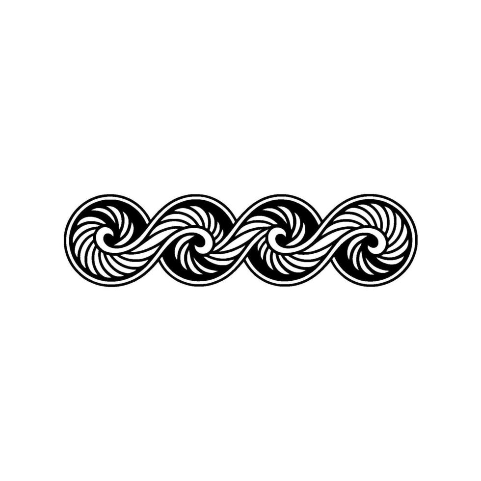 Ornamental Wave Pattern - Monochrome Element. vector