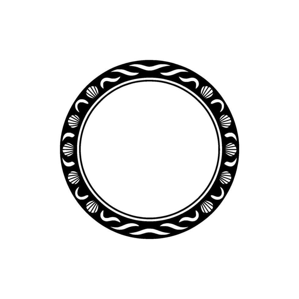 Decorative Black and White Circle Frame, Nautical. vector