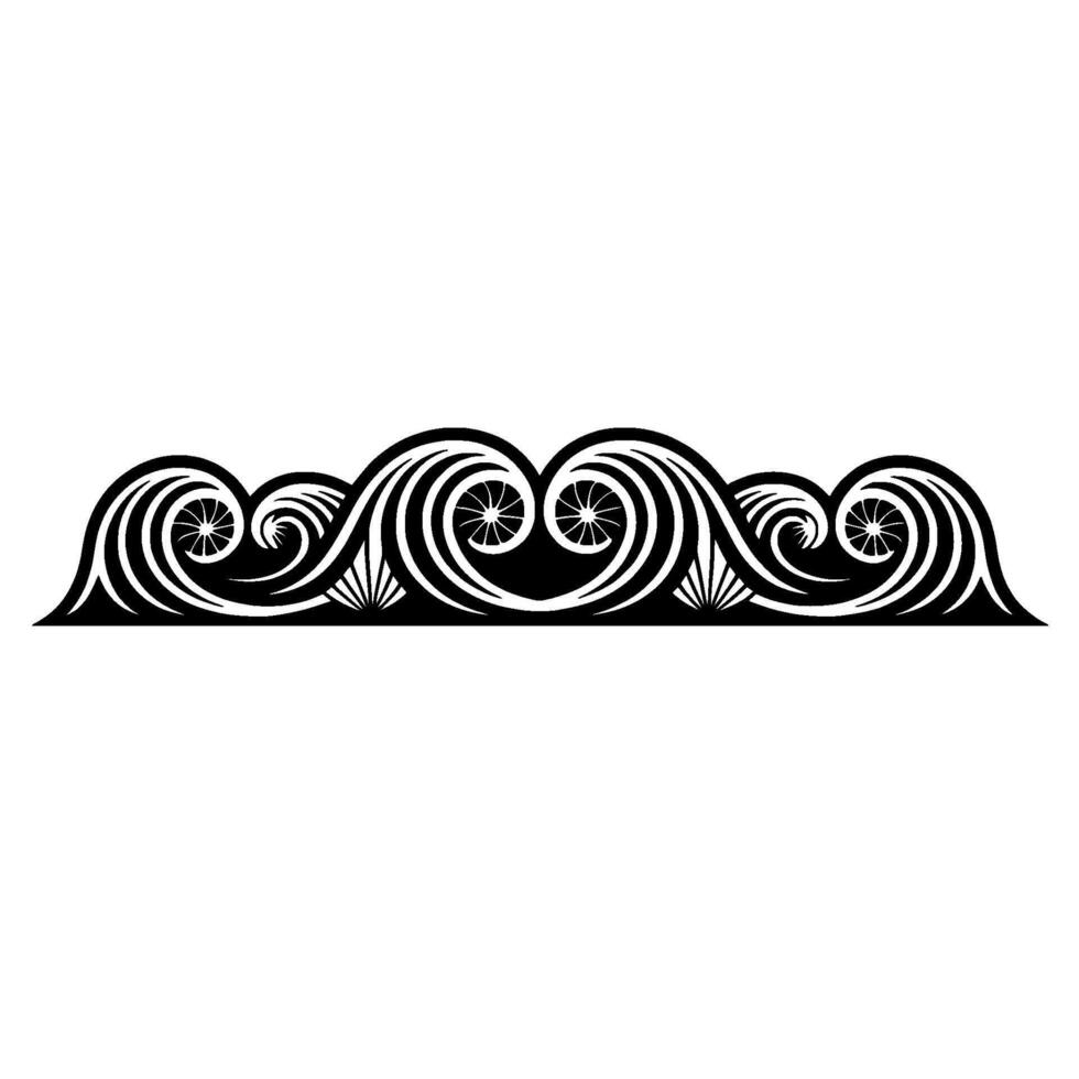 Art Deco Swirl Border, Black White Wave Pattern. vector