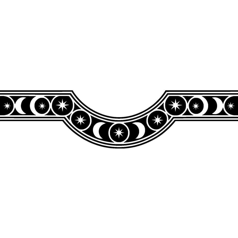 Celestial Border Stars and Moons on White. vector