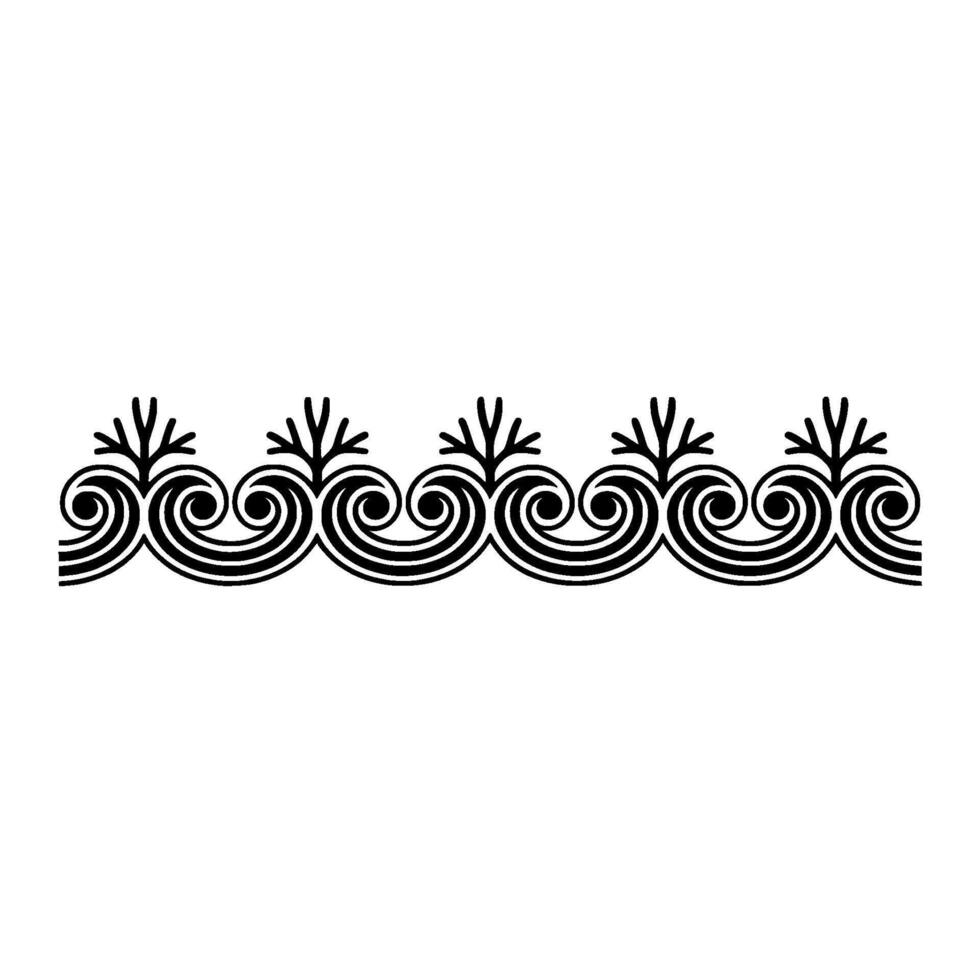 Decorative Black and White Border with Swirls and Tree Elements. vector