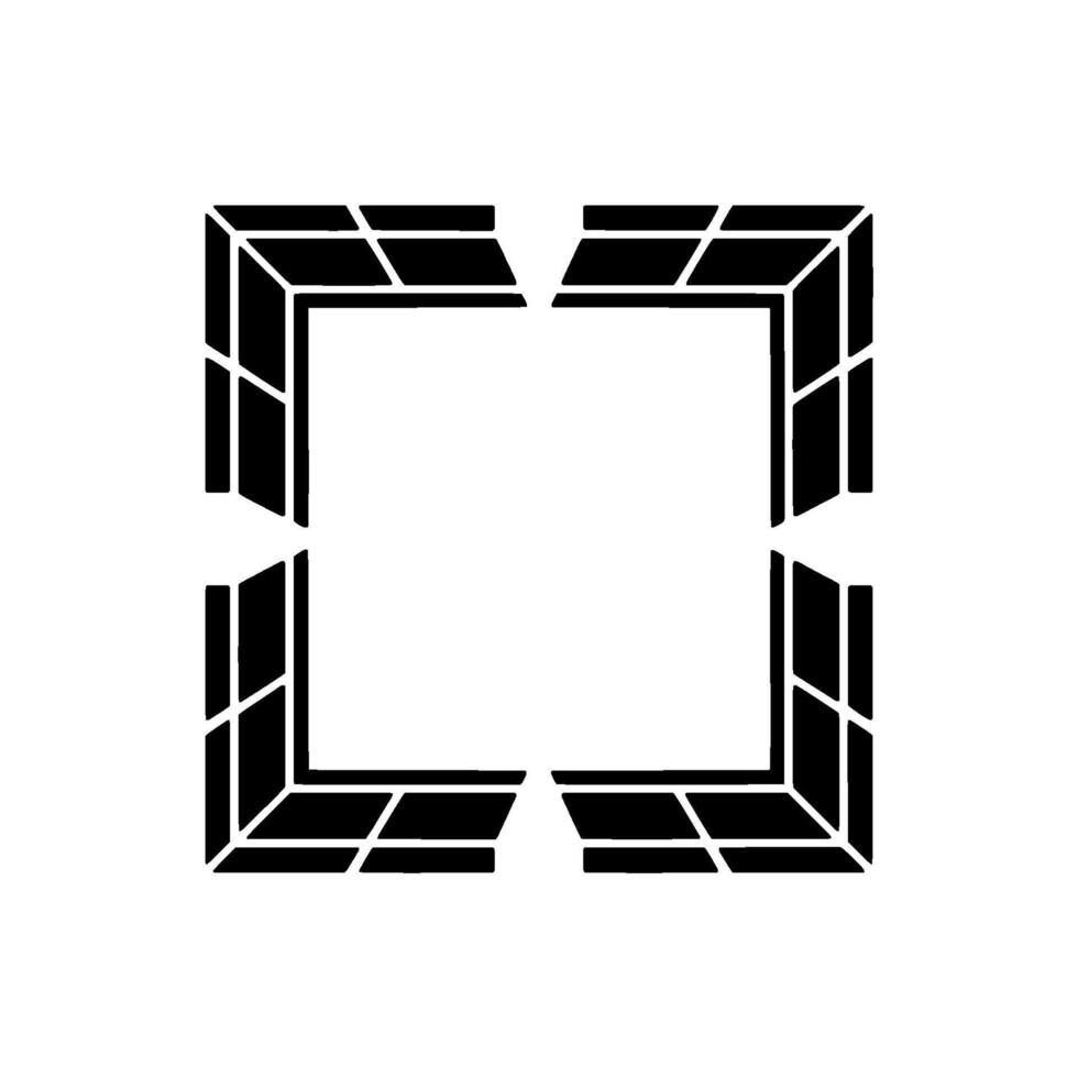 Abstract Geometric Black Frame on White Background. vector
