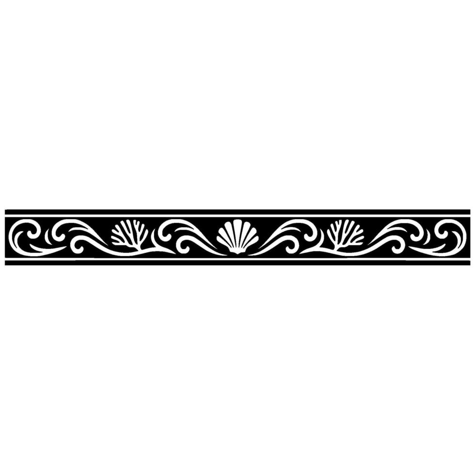 Elegant Oceanic Border Seashells Swirls. vector