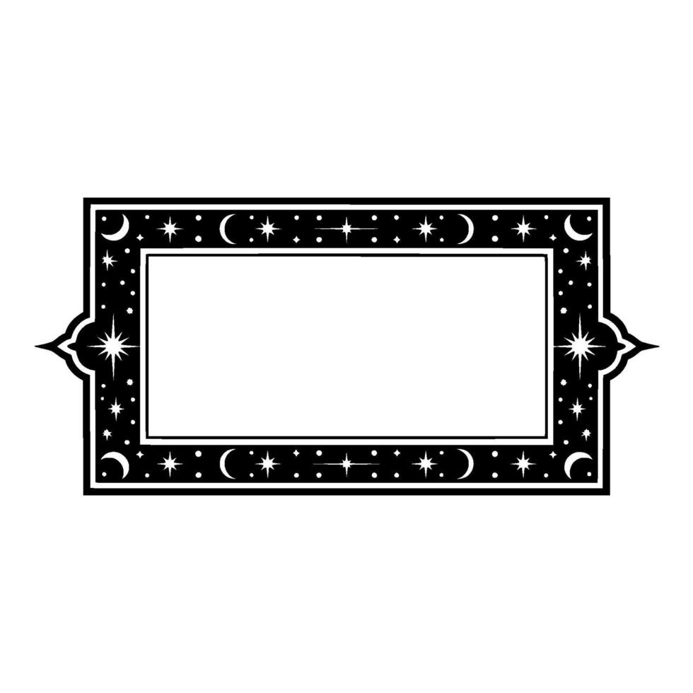 Celestial Frame Black and White Decorative Border, Blank Space for Text. vector