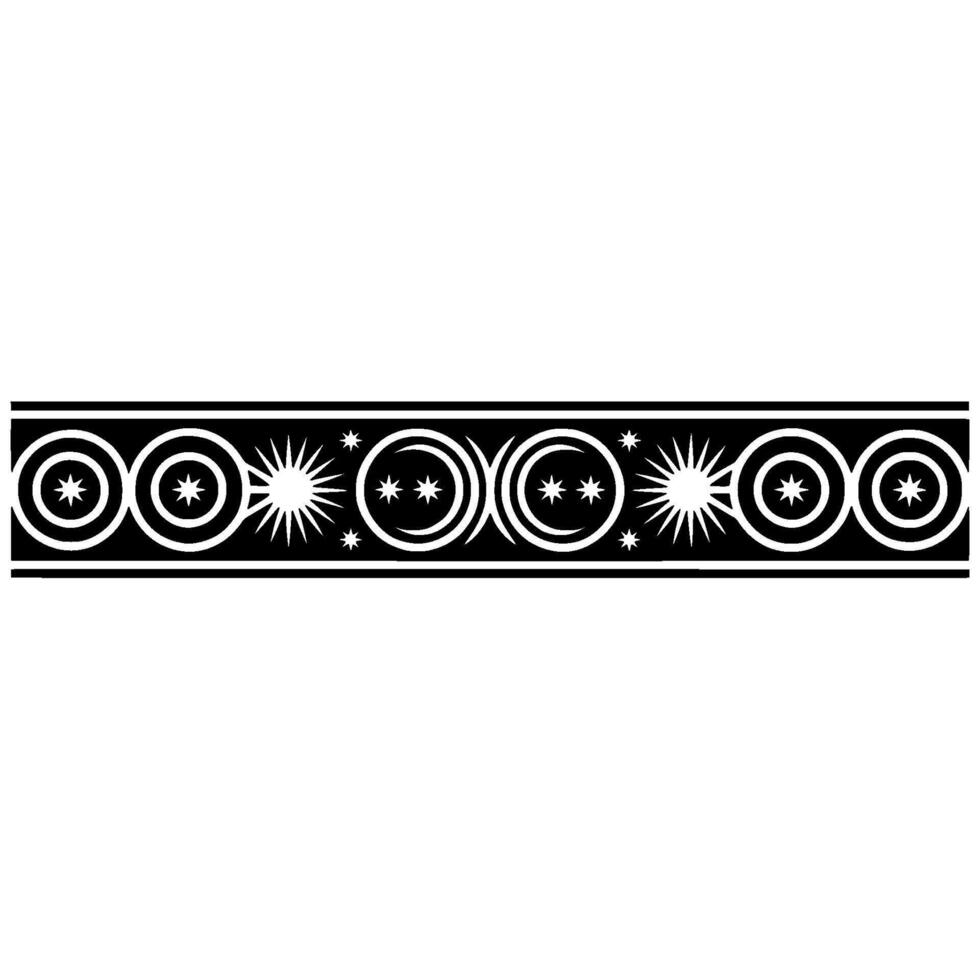 Celestial Border Stars, Moons, and Sun Elements. vector