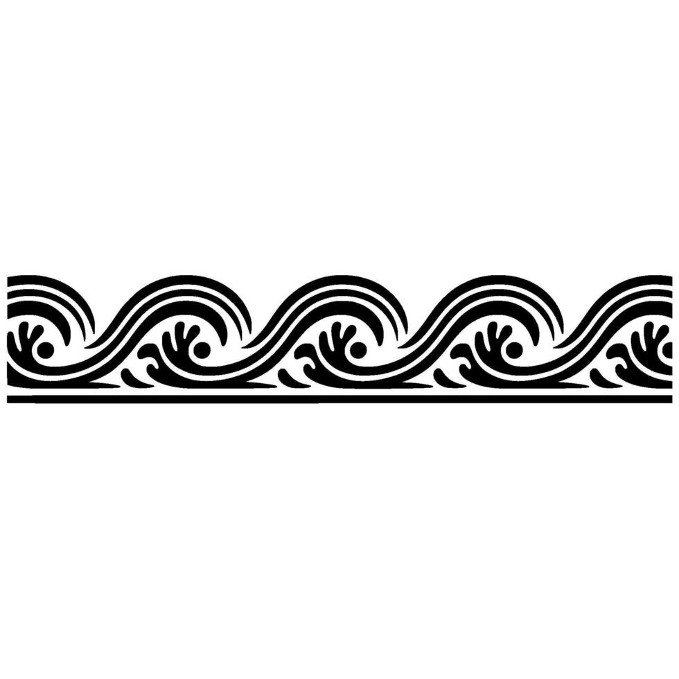Elegant Wave Border , Black and White. vector