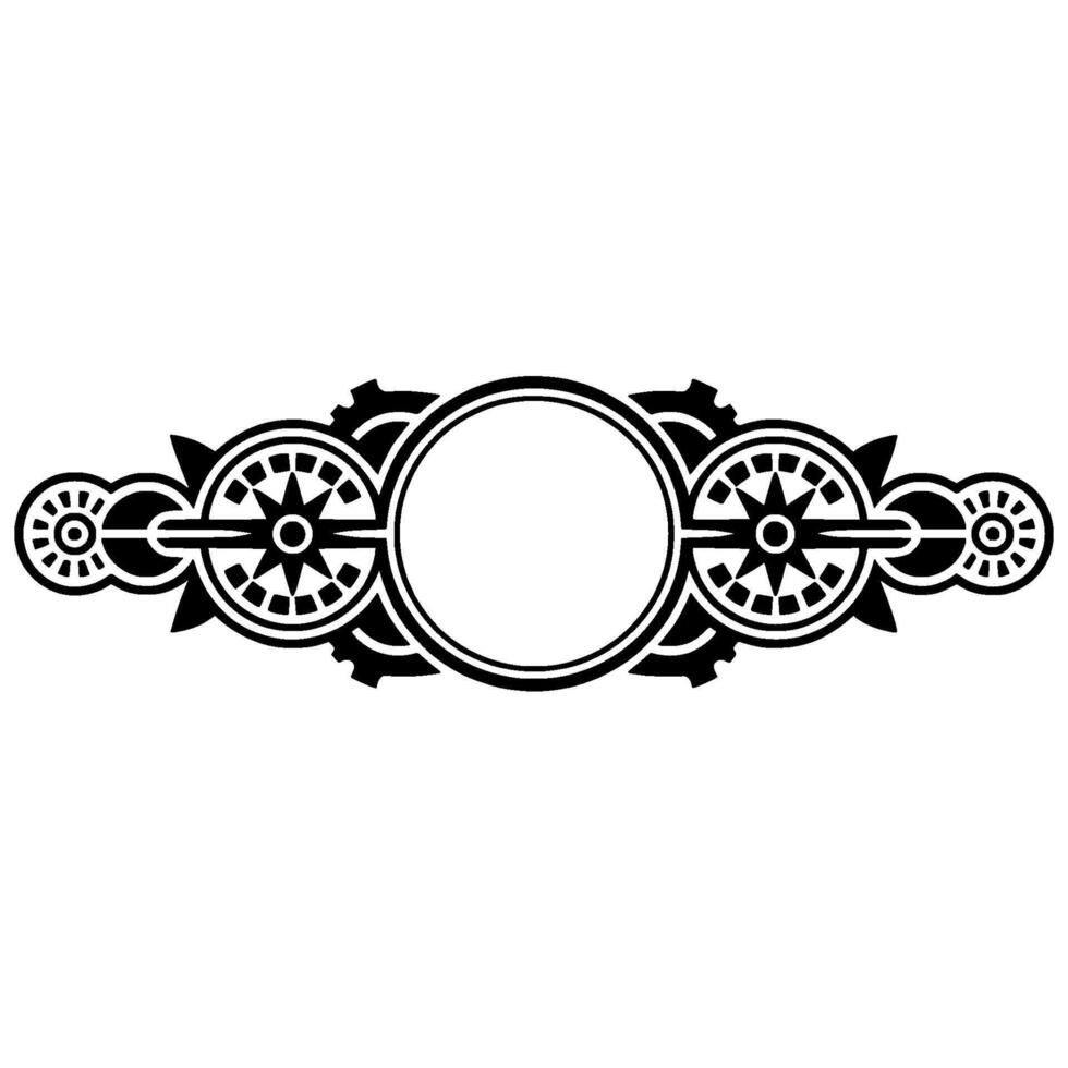 Decorative Geometric Black and White Emblem with Circle Element. vector