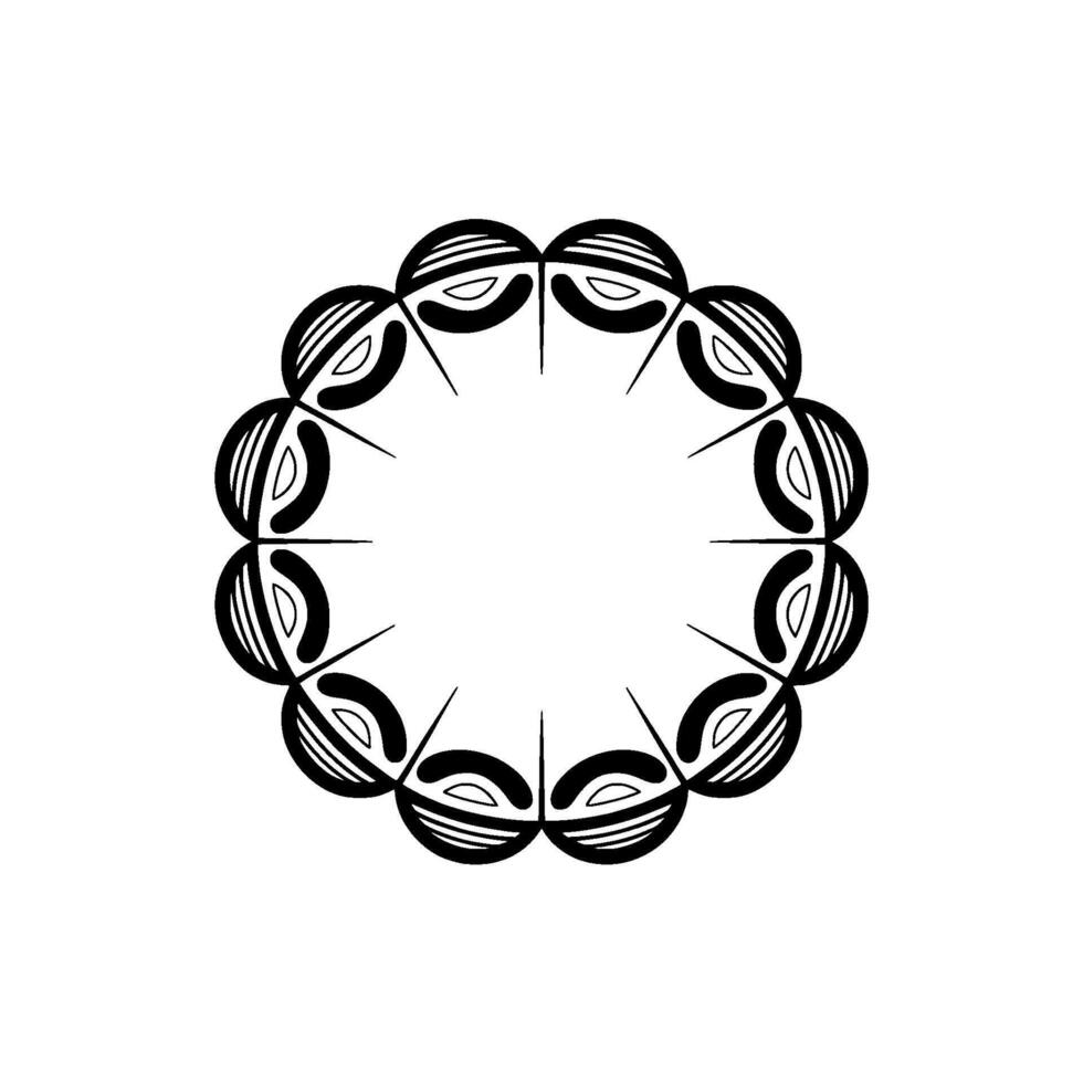 Circular Black White Abstract Decorative Element, Mandala Style. vector