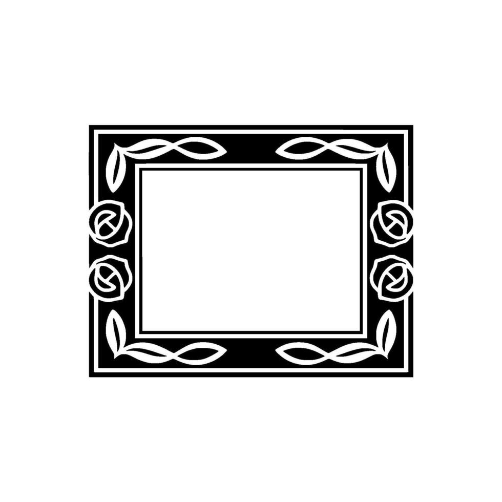 Elegant Black White Floral Frame , Element. vector