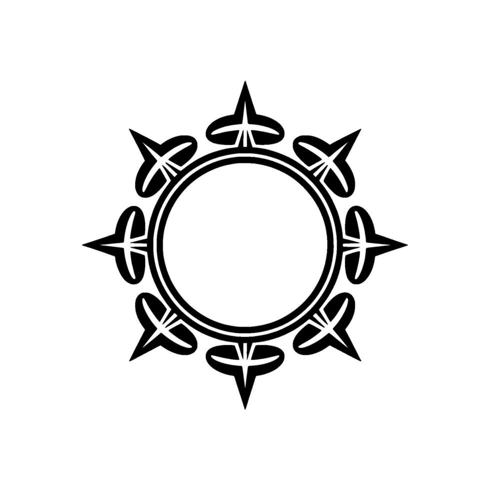 Minimalist Sunburst Emblem Black White Geometric. vector
