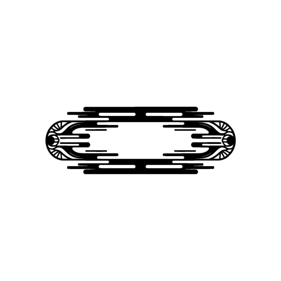 Art Deco Oval Frame with Geometric Details on White Background. vector