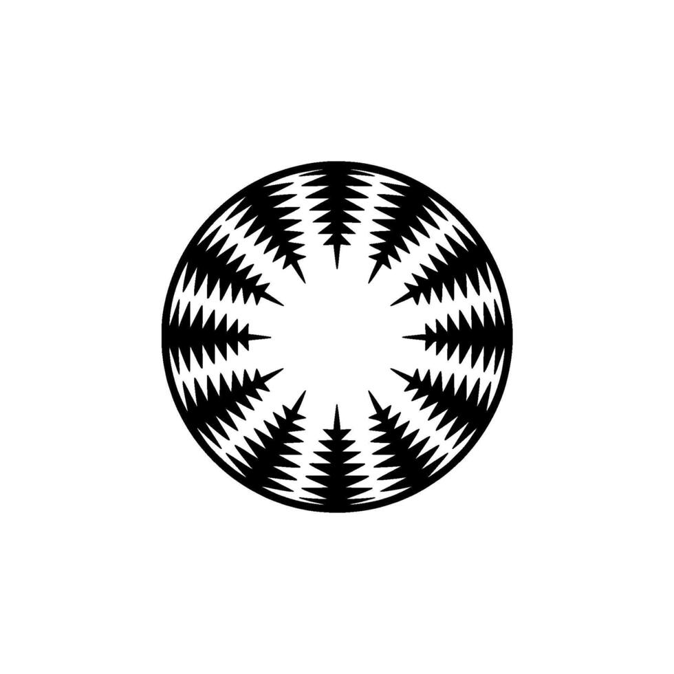 Abstract Geometric Sphere with Repeating Tree Silhouette Pattern on White Background. vector