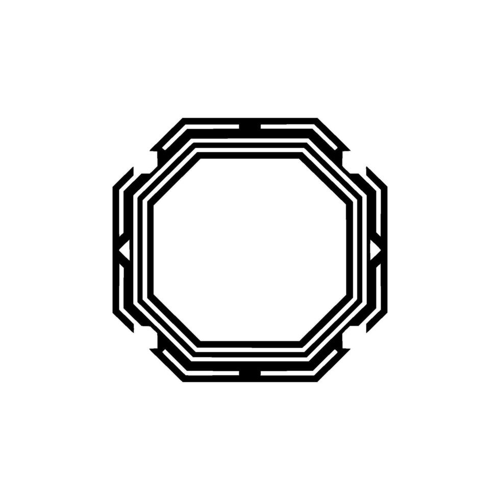 Geometric Octagon Frame Modern Black White Element. vector