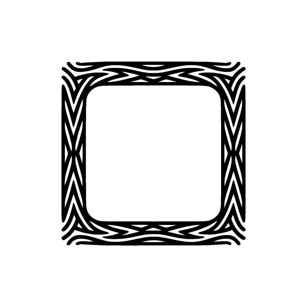 Modern Black Frame with Geometric Pattern on White Background. vector