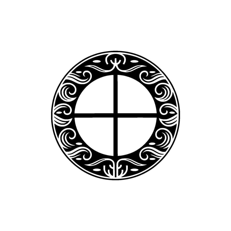 Celtic Sun Symbol, Black and White, Ornamental. vector
