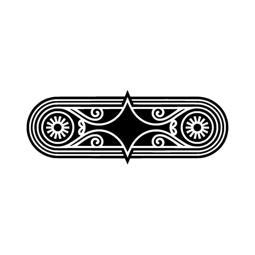 Geometric Decorative Motif, Black and White, Minimalist. vector