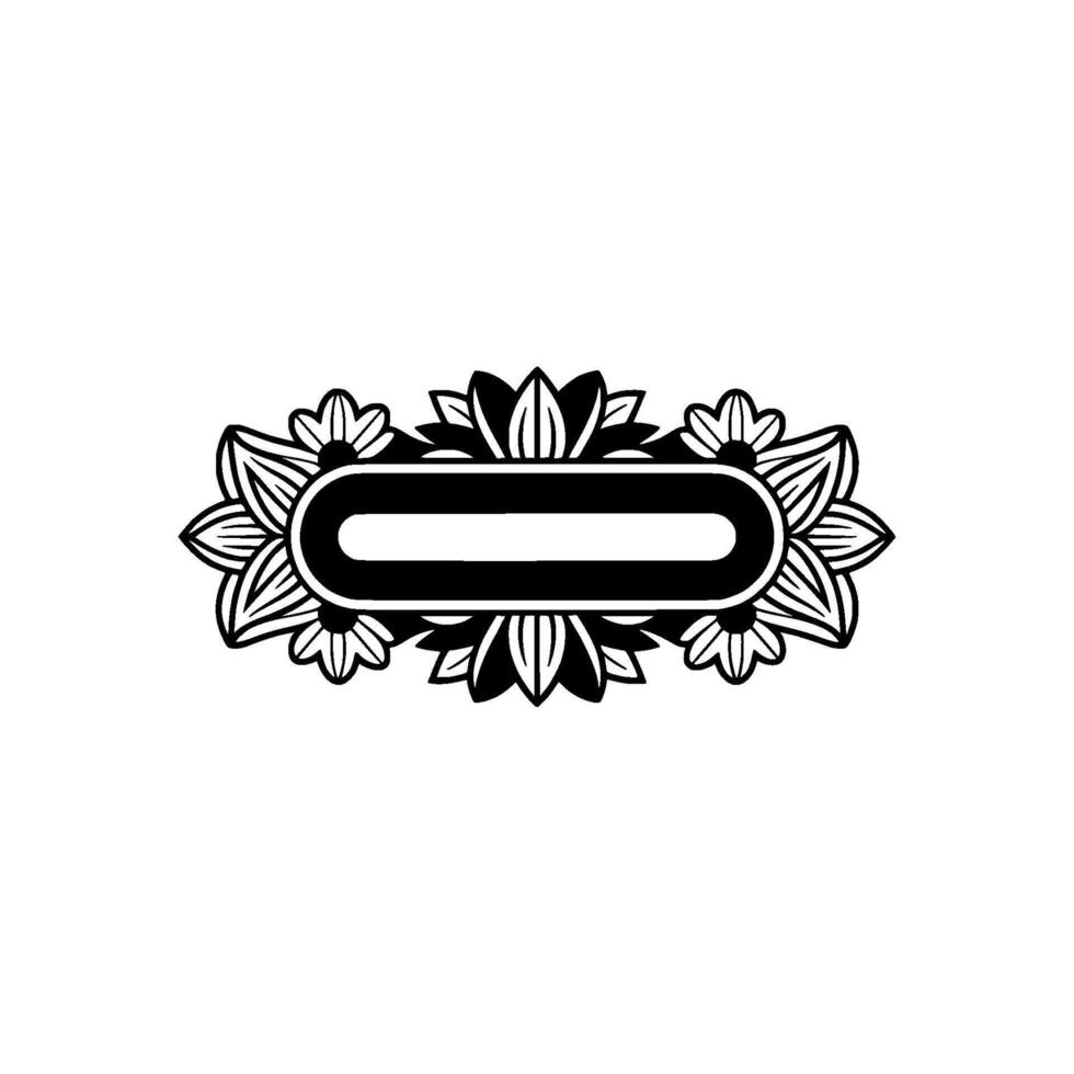 Floral Ornament Frame in Black White, Elegant Element. vector