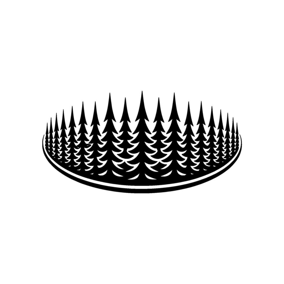 Minimalist Forest Silhouette Circle Clean. vector