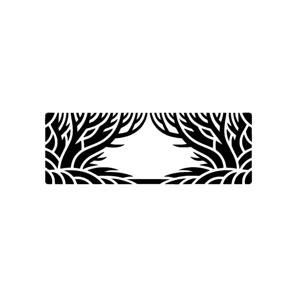 Minimalist Forest Frame Black White Silhouettes on White. vector
