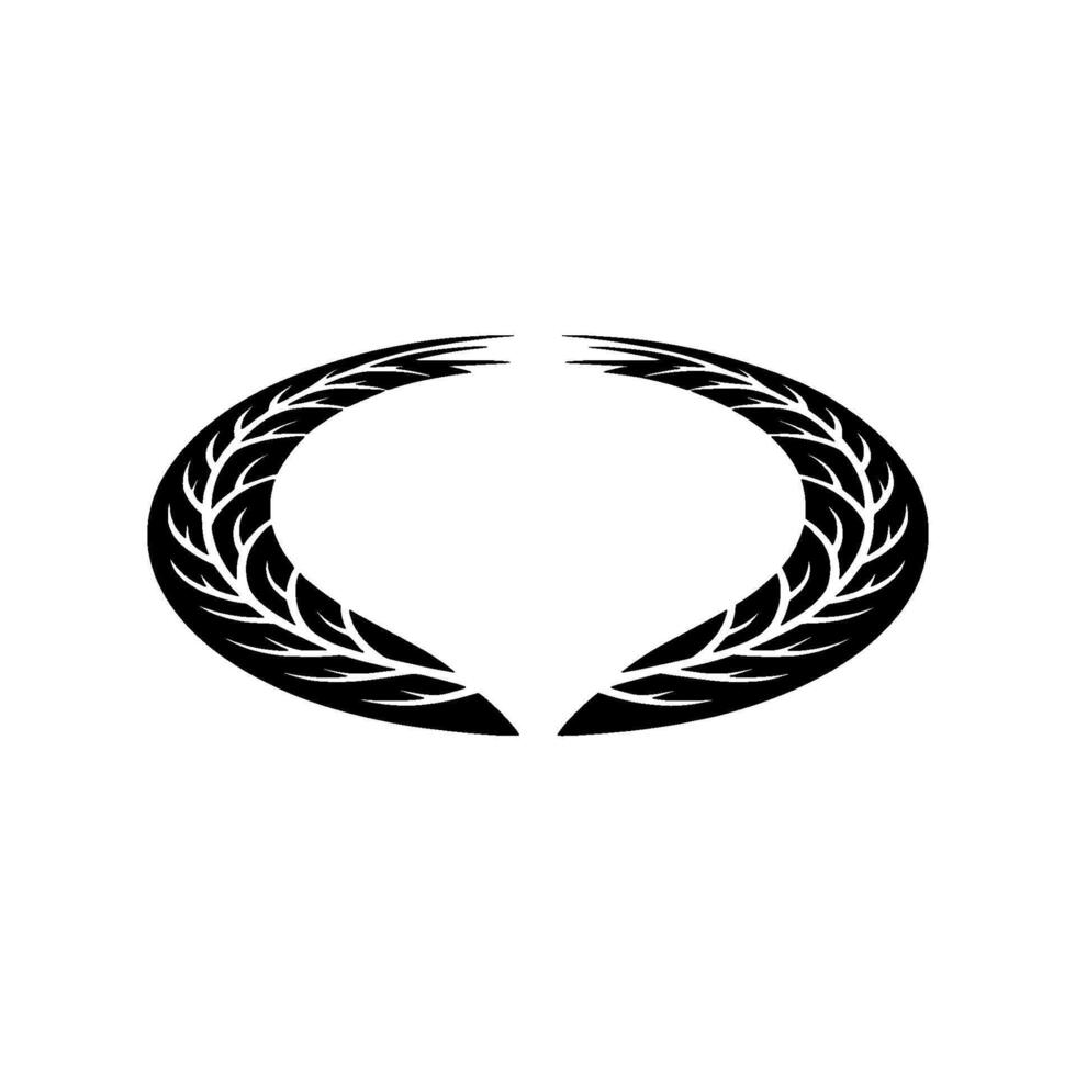 Minimalist Black Laurel Wreath on White Background. vector
