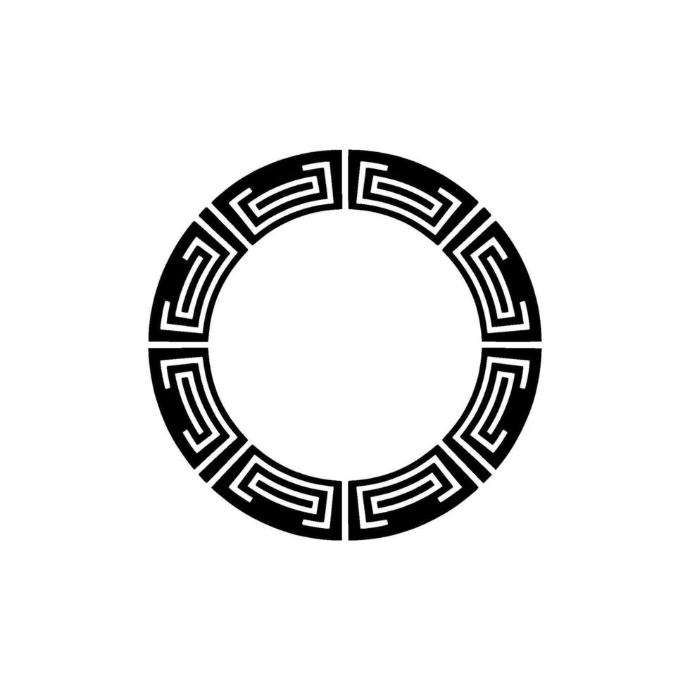 Greek Key Circular Frame on Off-White Minimalist Geometric. vector