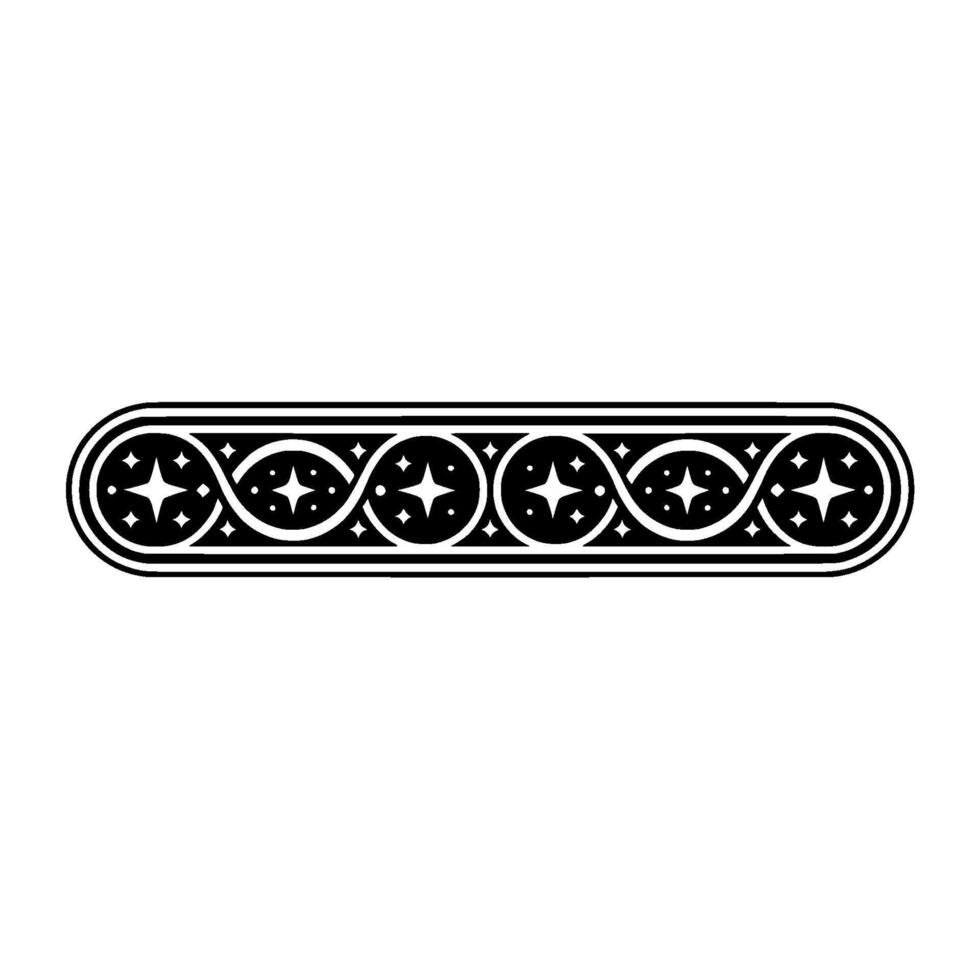 Elegant Black White Celestial Border Element. vector