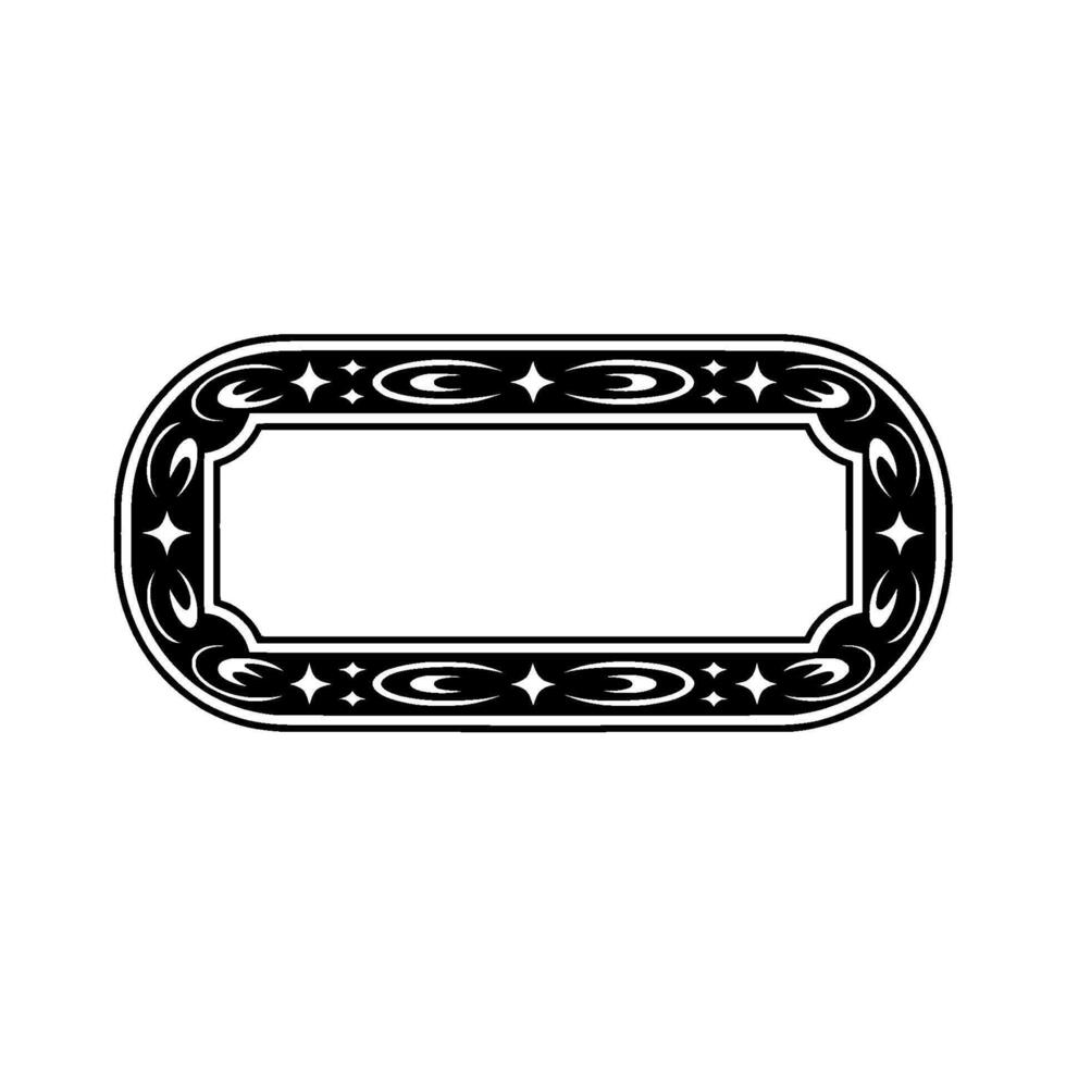 Ornate Black White Oval Frame , Decorative Element. vector