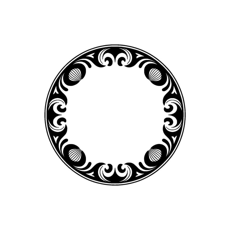 Elegant Art Deco Circle Frame, Black White, Ornament. vector