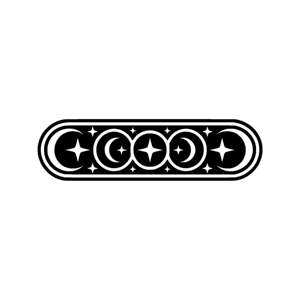Minimalist Celestial Ornament - Stars, Crescent Moons, Black and White, Decorative Border. vector