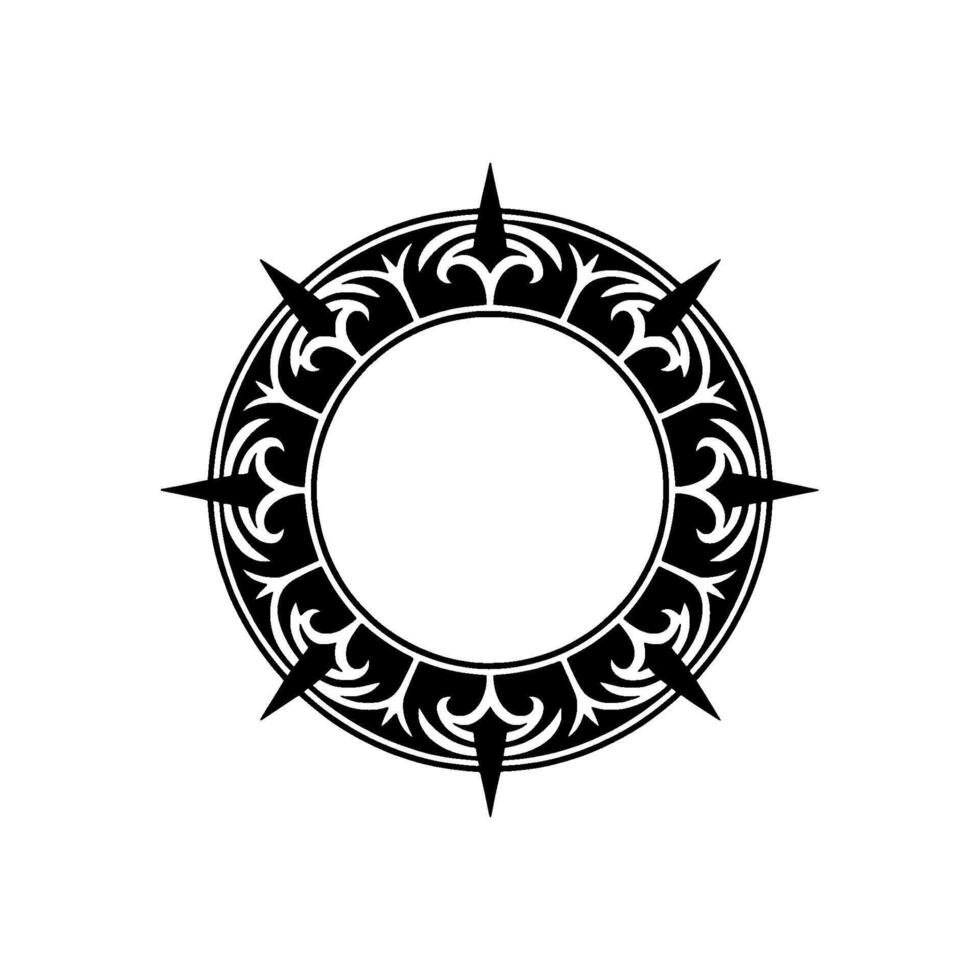 Ornamental Black Circle Frame with Spikes. vector