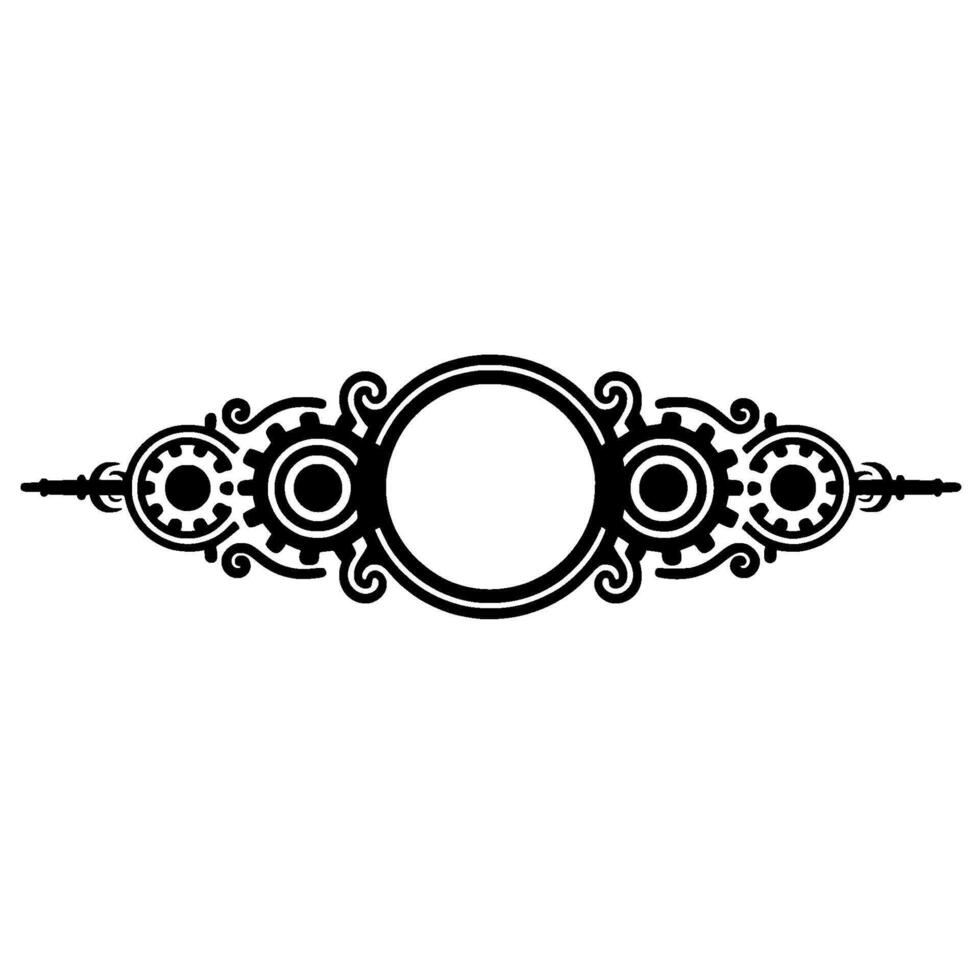 Steampunk Gear Frame - Minimalist Black White Ornament. vector