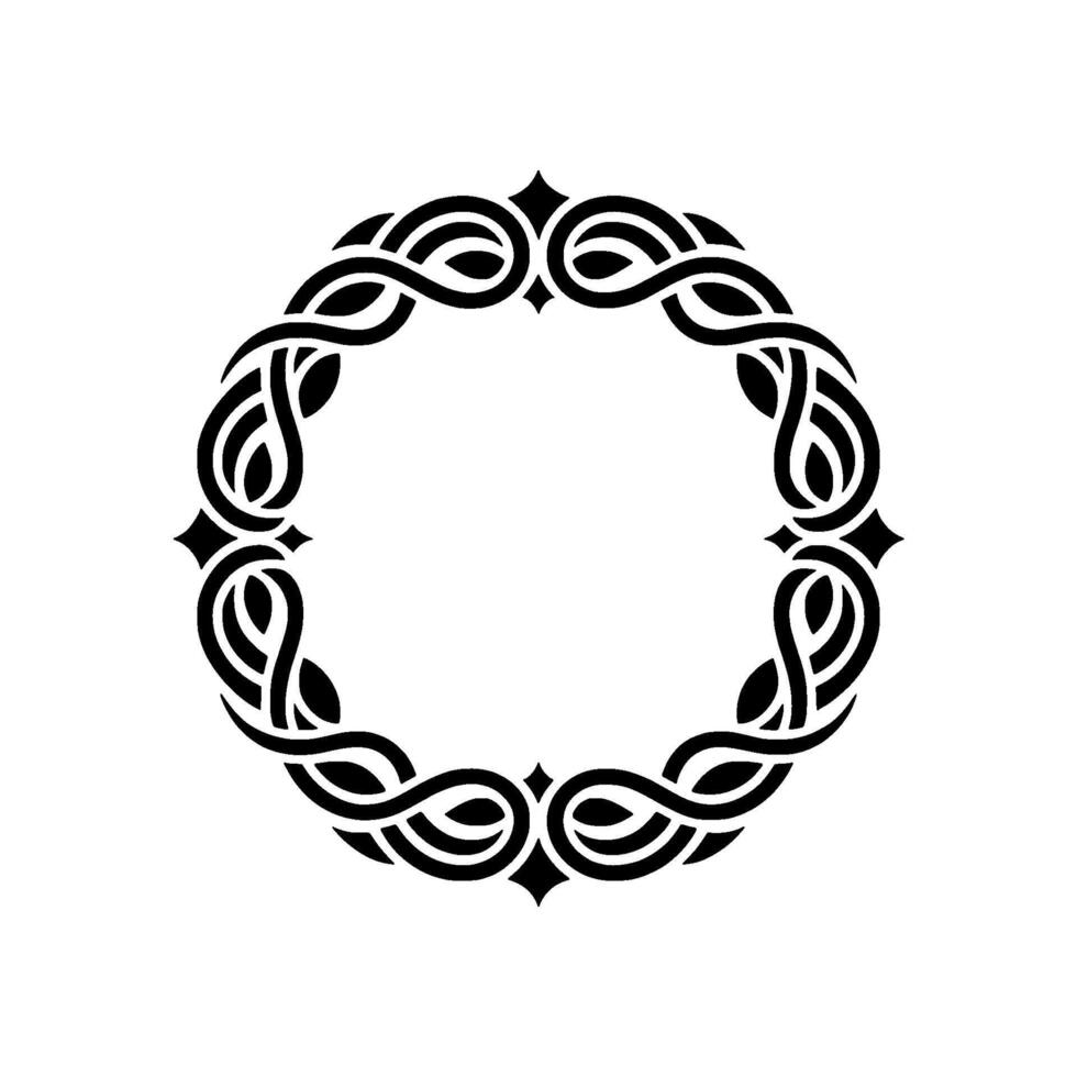 Elegant Black Celtic Knot Circle Frame on Cream Background. vector