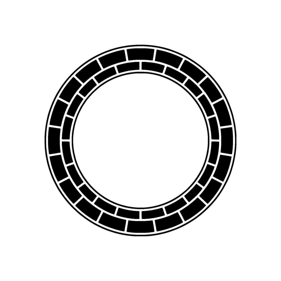 Circular Brick Pattern Minimalist Black and White. vector