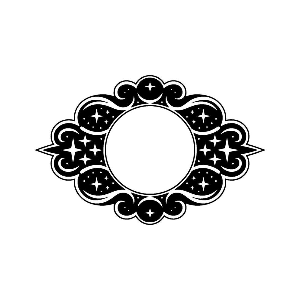Elegant Ornamental Frame with Stars, Decorative Monogram Element. vector