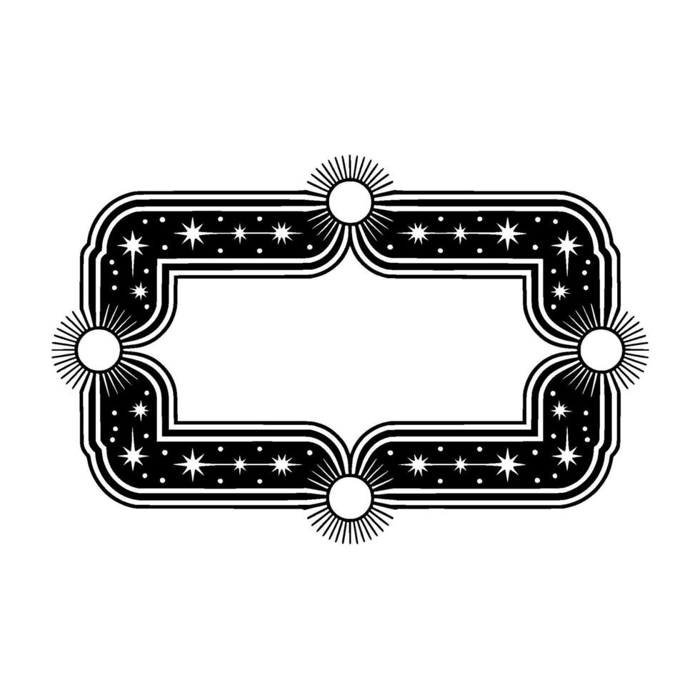 Celestial Frame Illustration - Stars Sunburst Border in Minimalist Style. vector